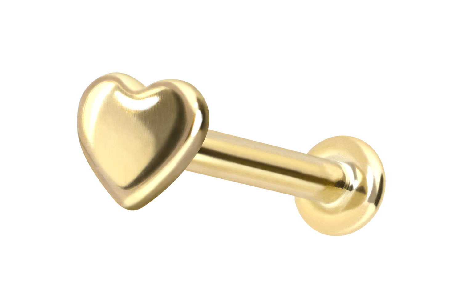 14 Karat Gold Labret Piercing mit Push Fit HERZ